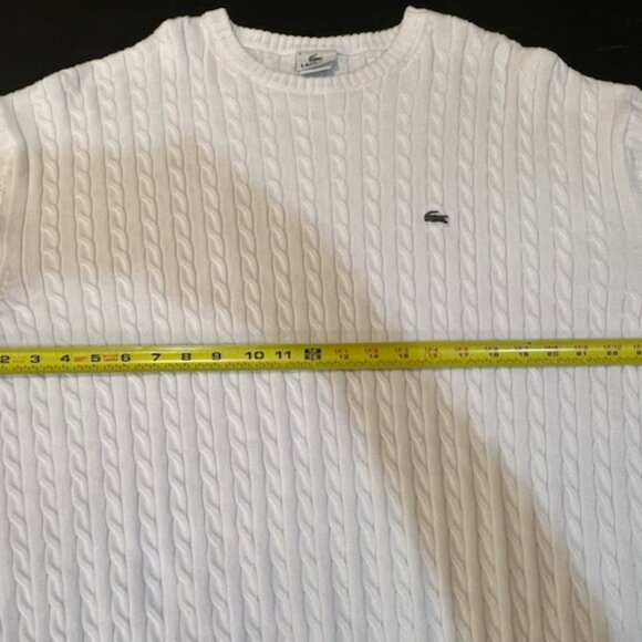 ✨ Lacoste White Cable Knit Sweater Size 9 – 100% Cotton – Classic Croc Logo ✨ - Picture 6 of 11